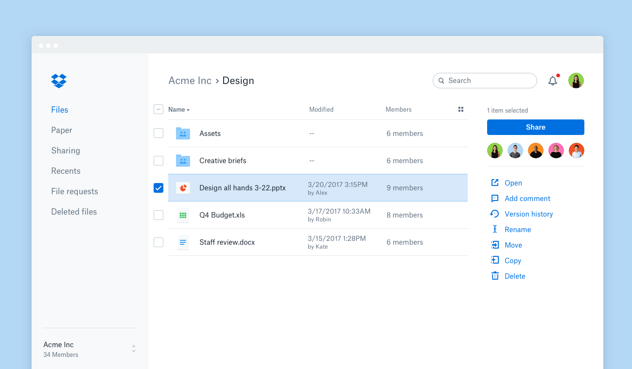 Dropbox mid-page