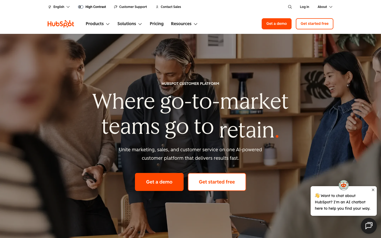 HubSpot above the fold