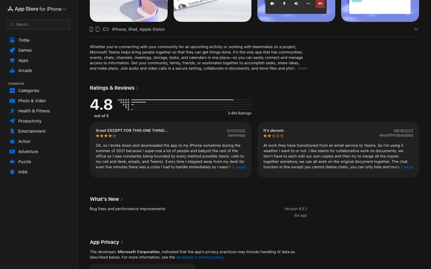 Microsoft Teams mid-page